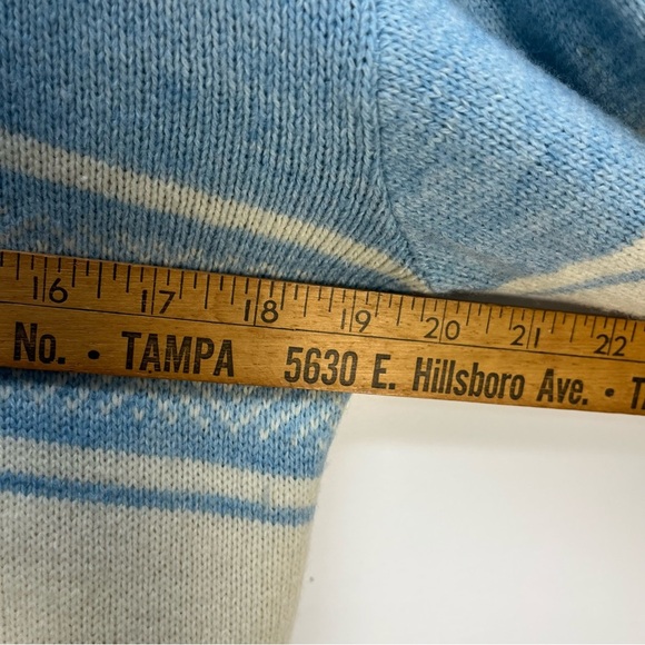 Vtg Puritan Lamb Blend Wool Blue Striped Pullover Sweater Sz Medium Winter Fuzzy - Picture 8 of 9